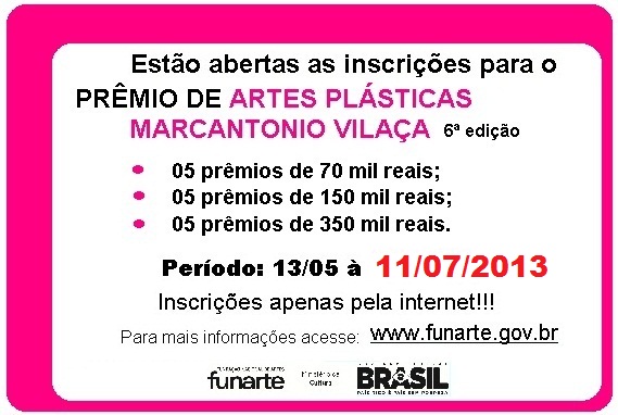 Últimos Dias para Inscrições do Prêmio De Artes Plásticas Marcantonio Vilaça 6ª Edição